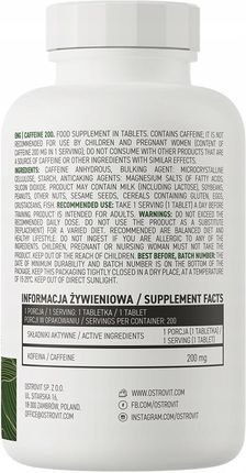 Tabletki Ostrovit Caffeine 200 200 szt. - zdjęcie 2