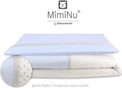 Zdjęcie MimiNu by Kieczmerski Pościel 100x135 Gładki błękit kropeczki szare na bieli 2-el. - Tychy