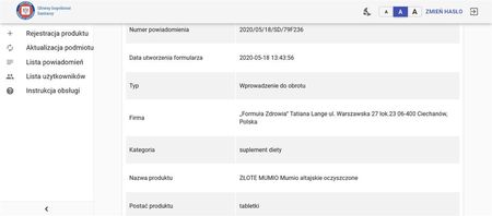 Evalar Złote Mumio 20 tab x 0,2 - zdjęcie 2