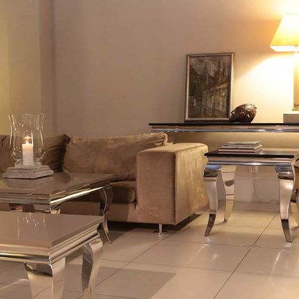 BellaCasa Ława glamour Ludwik blat kamienny 140x80x45 - zdjęcie 6