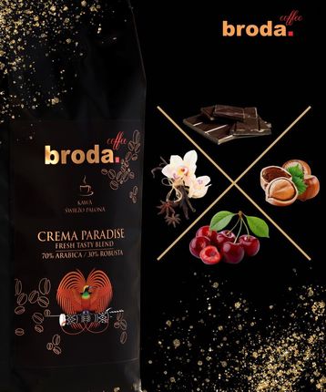 BRODA COFFEE CREMA PARADISE FRESH TASTY BLEND 70% Arabica / 30% Robusta • 1000g - zdjęcie 2