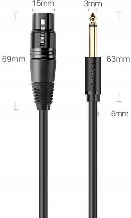 Ugreen kabel przewód do mikrofonu Xlr 6,35 mm 3 m - zdjęcie 2