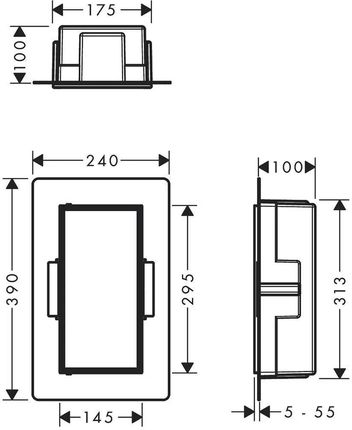 Hansgrohe xtrastoris Rock Wnęka Ścienna Z Drzwiami 30x15x10cm Czarny Mat 56082670 - zdjęcie 2