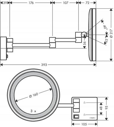 HANSGROHE ADDSTORIS - LUSTERKO KOSMETYCZNE ŚCIENNE Z OŚWIETLENIEM LED CZARNY MAT - 41790670 - zdjęcie 4