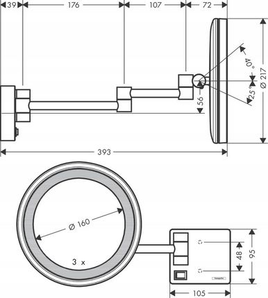 HANSGROHE ADDSTORIS - LUSTERKO KOSMETYCZNE ŚCIENNE Z OŚWIETLENIEM LED CZARNY MAT - 41790670 - zdjęcie 2