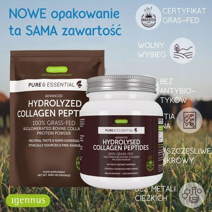Igennus Kolagen hydrolizowane peptydy - 400 g - zdjęcie 3