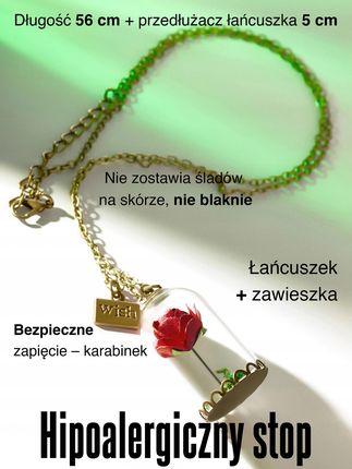 NASZYJNIK Z ZAWIESZKAMI MODNY Z CZERWONĄ RÓŻĄ - zdjęcie 3