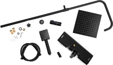 Bateria prysznicowa natryskowa panel slim kwadrat z deszczownicą 25 cm - Yoka - zdjęcie 6