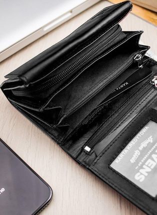 Portfel Damski Skórzany STEVENS Czarny z Ochrona RFID Dla niej - zdjęcie 6