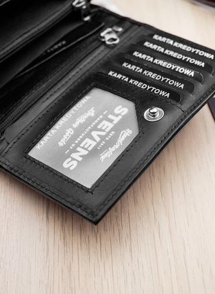 Portfel Damski Skórzany STEVENS Czarny z Ochrona RFID Dla niej - zdjęcie 4