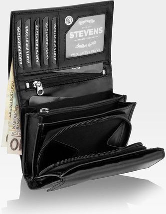 Portfel Damski Skórzany STEVENS Czarny z Ochrona RFID Dla niej - zdjęcie 3