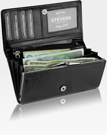Portfel Damski Skórzany STEVENS Rozbudowany z biglem Czarny Z02-099 RFID - zdjęcie 4