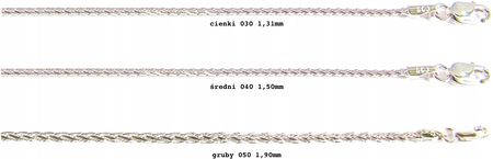 MO-BIŻUTERIA ŁAŃCUSZEK SREBRNY, LISI OGON, 050 GRUBY, 42 CM - zdjęcie 2