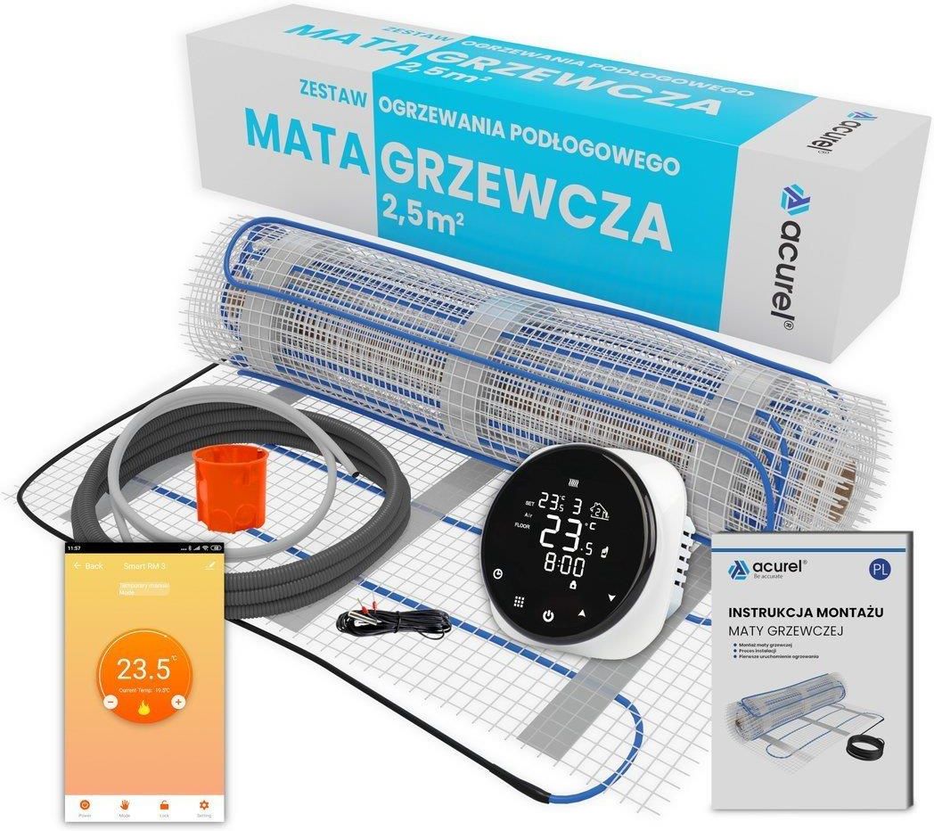 Zestaw Grzewczy Dotykowy Termostat Regulator Sterownik WiFi 16A Mata