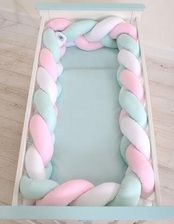 Zdjęcie My Sweet Baby Ochraniacz warkocz pleciony do łóżeczka XXL biało różowo miętowy - Częstochowa