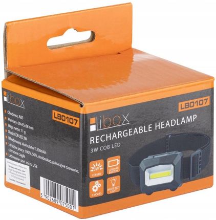 Libox Czołowa Akumulatorowa Cob Czołówka Led Usb - zdjęcie 2