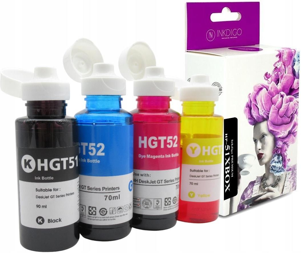 Tusz Inkdigo Komplet Cmyk Do Hp Gt Gt Ink Do