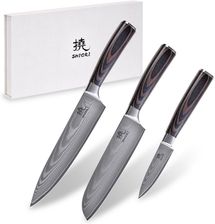 Zdjęcie Shiori Zestaw 3 Noży Ze Stali Damsaceńskiej Chairo Shōto + Santoku + Sifu - Dąbrowa Górnicza