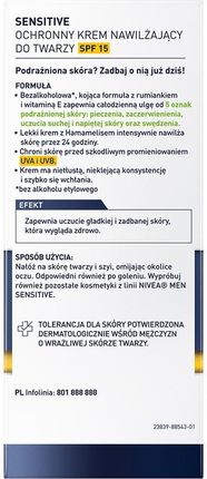 Krem Nivea nawilżający Men Sensitive SPF15 na dzień i noc 75ml - zdjęcie 2