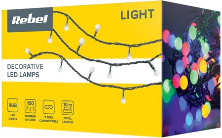 Lampki choinkowe LED Rebel zewnętrzne 10m, RGB ze zmianę trybu swiecenia (kulki) - zdjęcie 3