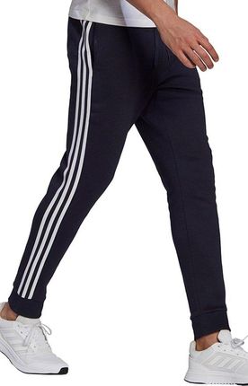Spodnie męskie adidas Essentials Fleece Tapered Cuff 3-Band Pants granatowe GK8823 - zdjęcie 2