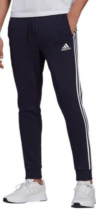 Spodnie męskie adidas Essentials Fleece Tapered Cuff 3-Band Pants granatowe GK8823 - zdjęcie 3