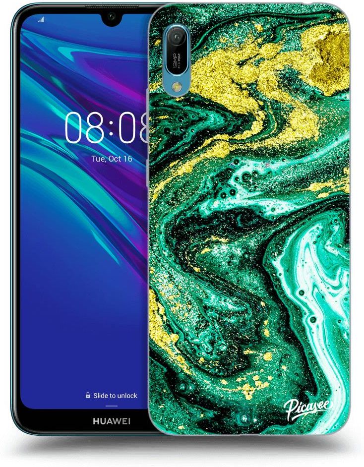 SILIKONOWE PRZEŹROCZYSTE ETUI NA HUAWEI Y6 2019 GREEN GOLD Etui na