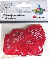Zdjęcie Titanum Ozdoba Materiałowa Serca I Love You Czerwone 15Szt - Kostrzyn
