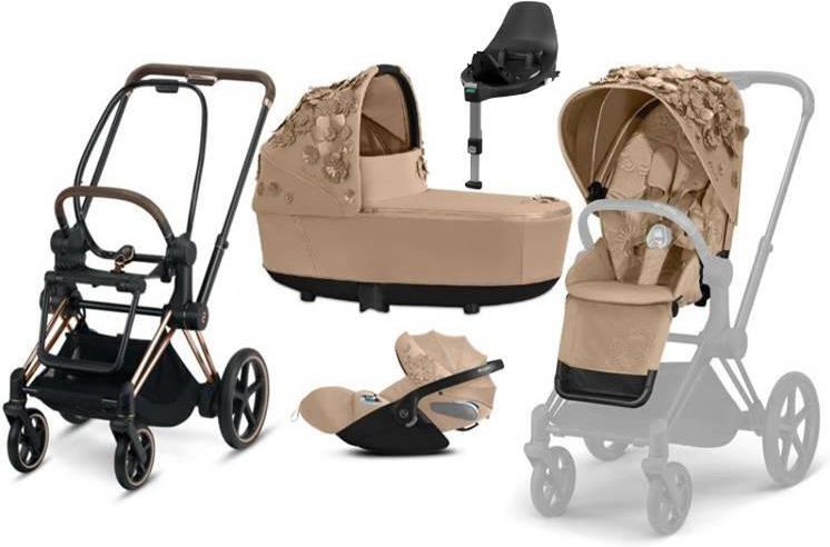 W Zek Cybex Platinum E Priam Nude Beige Simply Flowers G Boko