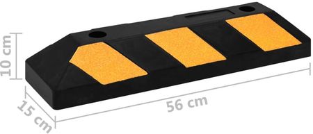 vidaXL ODBLASKOWE PROGI PARKINGOWE, 2 SZT., 56X15X10 CM, GUMOWE - zdjęcie 3