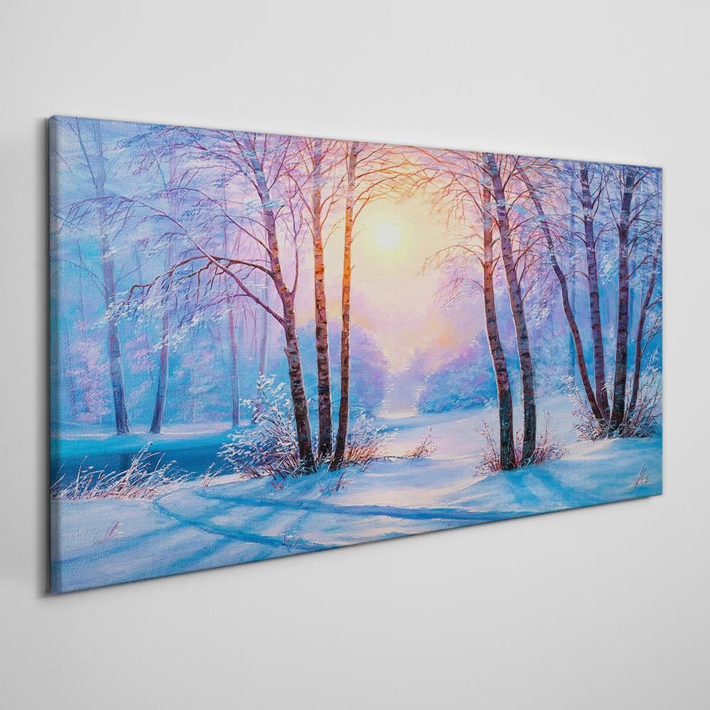 Coloray Obraz Canvas Zima las Zachód słońca Natura 140x70 cm