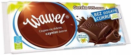 Wawel Czekolada Gorzka 70% Kakao bez dodatku cukru 90g - zdjęcie 3