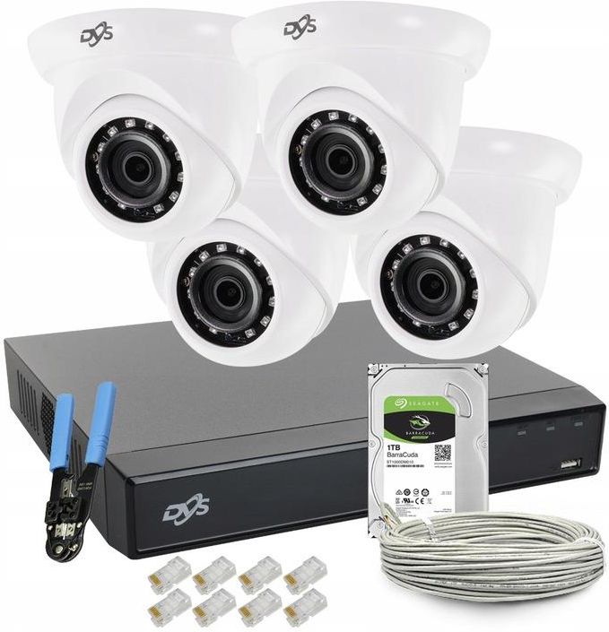 Zdjęcie DVS MONITORING IP 4 KAMERY 2MPX 1080P POE ONVIF DYSK - Kąty Wrocławskie
