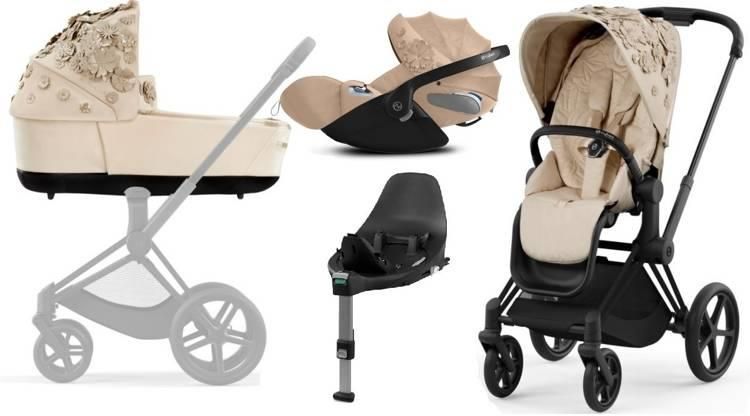 Wózek Cybex Platinum Cybex Priam 3 0 Nude Beige Simply Flowers Głęboko