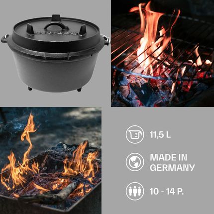 Klarstein Guernsey Premium Dutch Oven 12.0 Garnek Grillowy Żeliwo Nóżki Rozmiar Xl 11,5L - zdjęcie 2