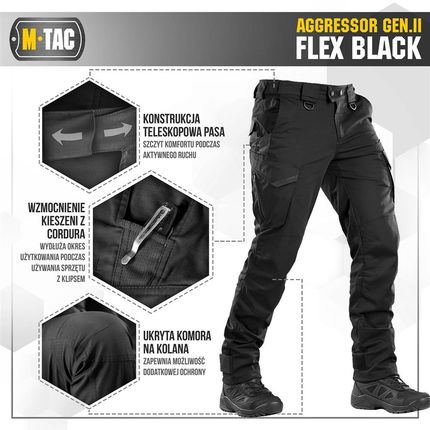 M Tac Spodnie Taktyczne Aggressor Gen.Ii Flex Ripstop Czarne 20058002 - zdjęcie 3