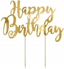 Zdjęcie Topper na Tort Urodziny Happy Birthday Złoty (11481789319) - Słupsk