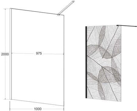 Besco Leafy 100x200cm szkło z motywem liścia (LF100200C) - zdjęcie 3