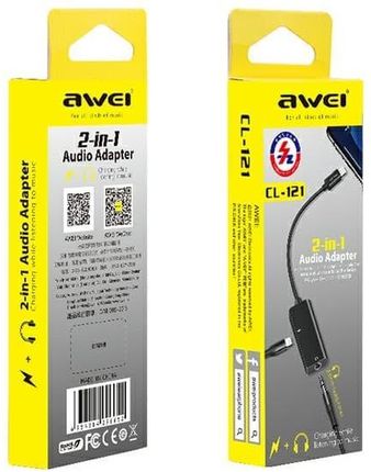 Awei Adapter Cl-121 Lightning-Lightning Jack 3.5 2W1 Czarny - zdjęcie 3
