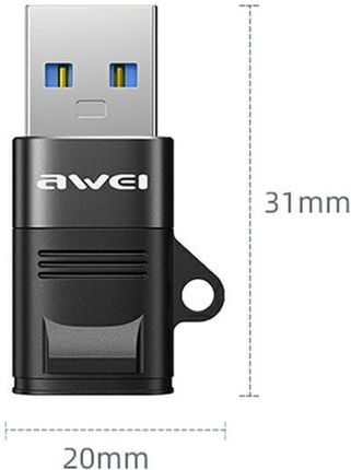 Awei Adapter Cl-13 Usb-C Usb-A Czarny - zdjęcie 2