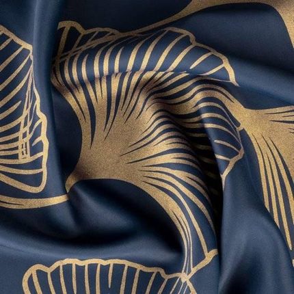 Eurofirany Zasłona Gotowa Harmony Zaciemniająca Ze Złotym Wzorem Liści Ginko 140X250 Cm Granatowa Przelotki Koła 89003 - zdjęcie 4
