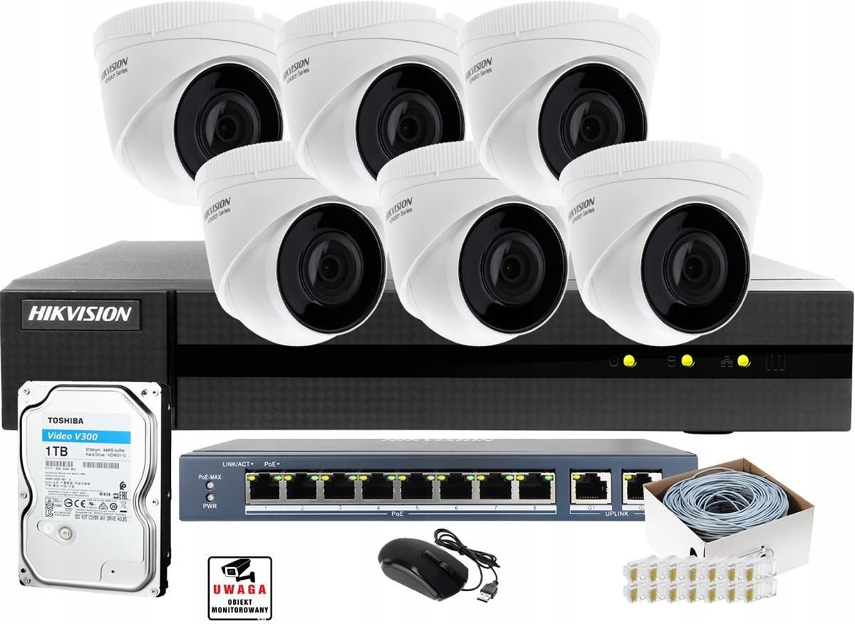 Zestaw Do Monitoringu HIKVISION MONITORING IP 6X KAMERA FULLHD IR30M