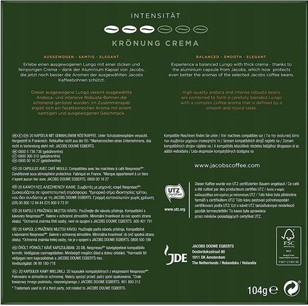 Jacobs Kapsułki Do NespressoR* Kronung Crema 20 - zdjęcie 3