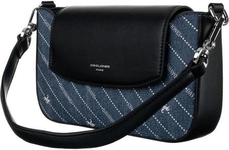 Listonoszka czarna z jeansowym obszyciem David Jones CH21051 BLUE JEANS - zdjęcie 2