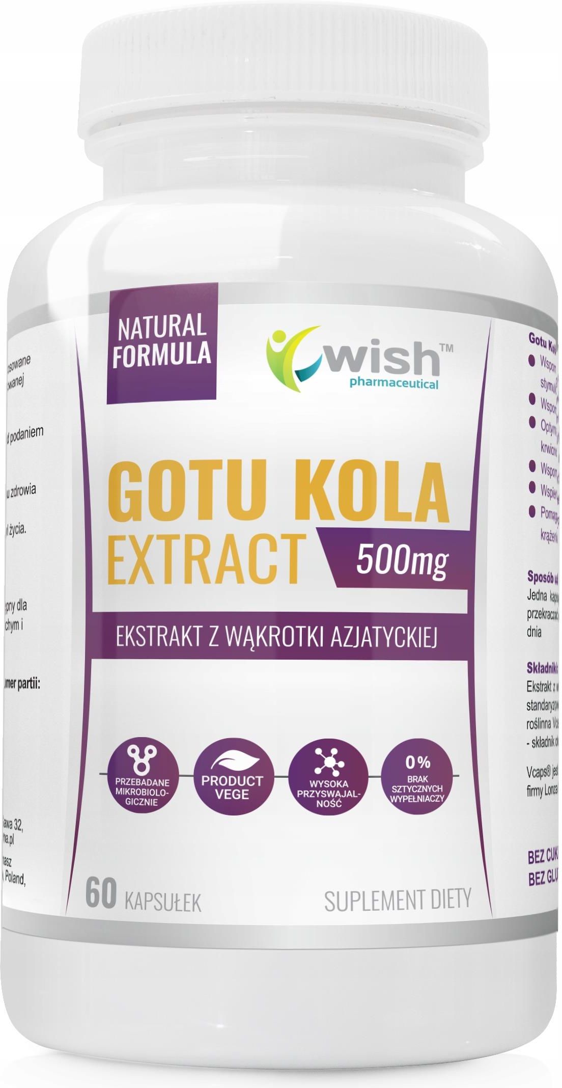 Wish Pharmaceutical Gotu Kola Extract Mg W Krotka Azjatycka Kaps