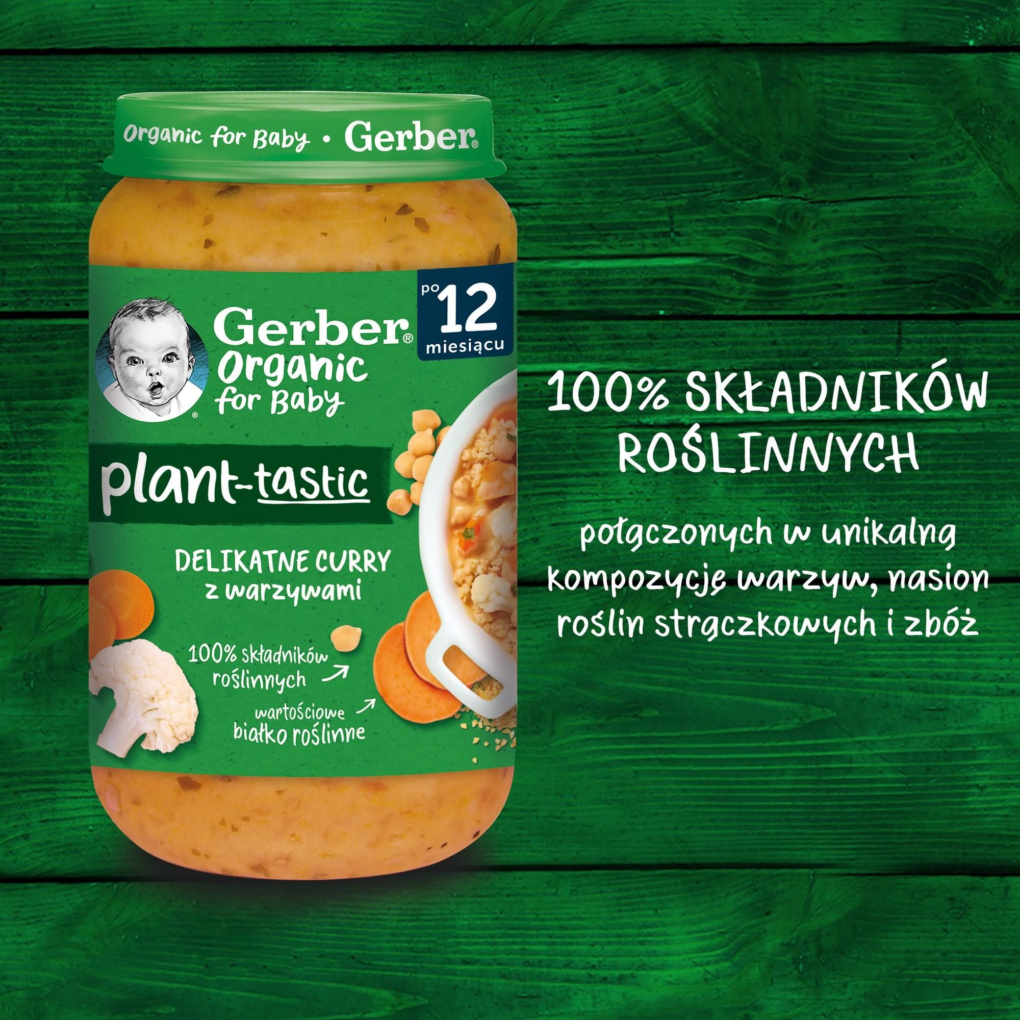 Gerber Organic Plant Tastic Obiadek Delikatne Curry Z Warzywami Dla