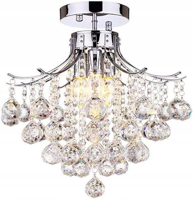 Toolight Lampa Sufitowa Kryszta Owa Plafon Glamour Srebrna