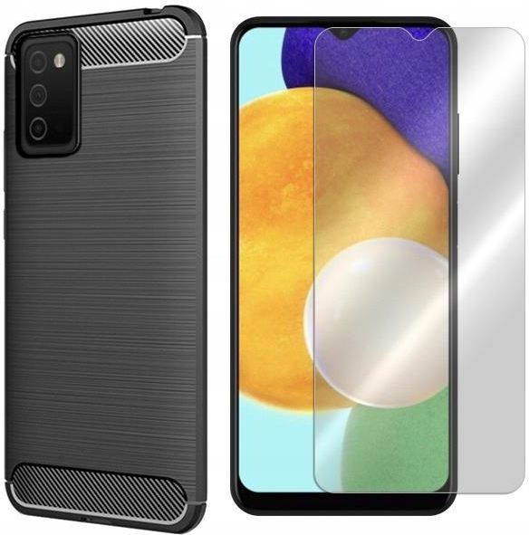 Etui Do Samsung Galaxy A03S Obudowa Karbon Szkło Etui na telefon