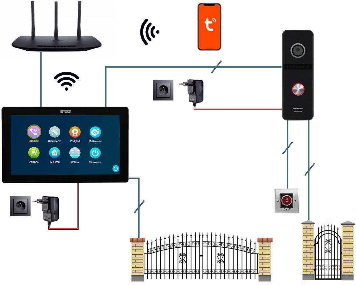 Videofon Tech Wideodomofon Wifi Fhd Verus Czarny A Android