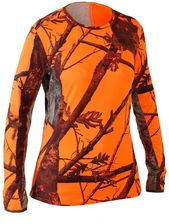 Zdjęcie Solognac Koszulka Myśliwska Respi Silence 500 Camo Fluo Damska Pomarańczowy - Miłomłyn
